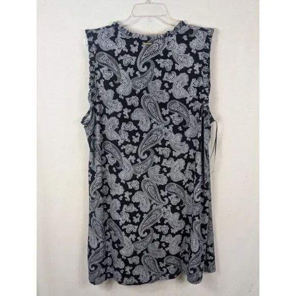 Michael Kors Paisley Print Sleeveless Dress Navy Blue Women's Size 2X - Picture 7 of 10